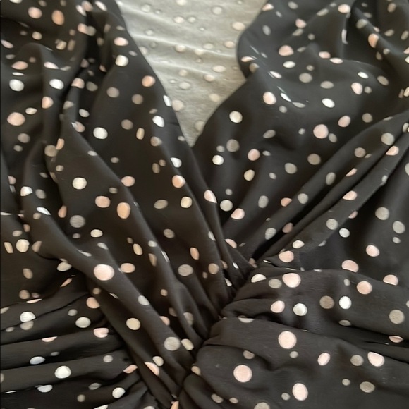 Ricki's Black and White Ruched Tie Front Midi Dress - Picture 5 of 7